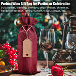 HASTHIP Wine Gift Bags for Birthday and Wedding with Drawstring & Tags | 12 Pcs 5.9 x 13.78 in Burlap