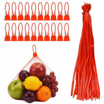 HASTHIP® 100 Pcs Reusable Mesh Produce Bags 60cm Washable Net Grocery Storage Bags with Plastic Buckle for Fruits Vegetables Seafood Laundry & Travel – Red