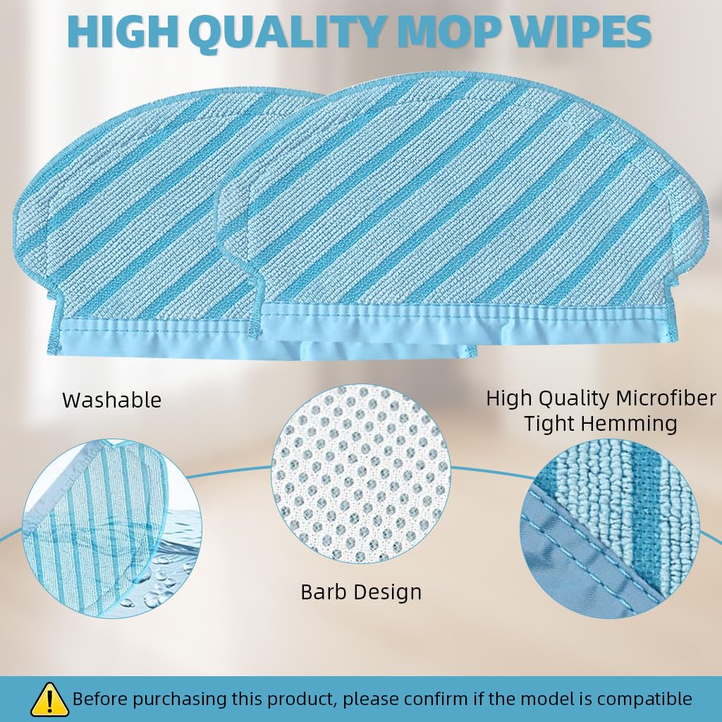 HASTHIP Replacement Accessories Kit for Ecovacs Deebot N8 OZMO 920 950 with 8 pcs Set | 4 Side Brushes 2 Mop Cloths and 2 HEPA Filters