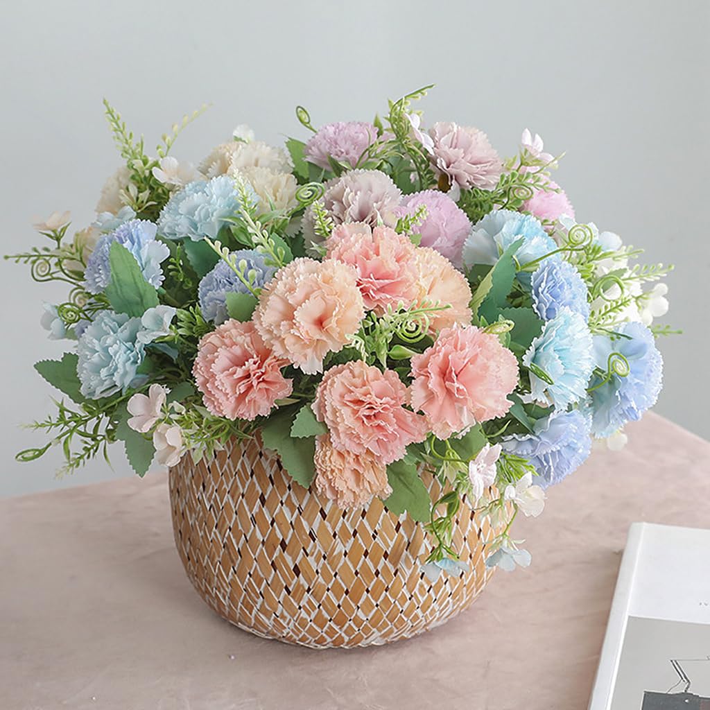 2Pcs Carnation Artificial Flowers for Vase Decoration Home Decor Items Plastic Flowers Decoration Fake Flowers for Home, Living Room, Festival, Party, Wedding Decor, DIY, No Vase or Basket