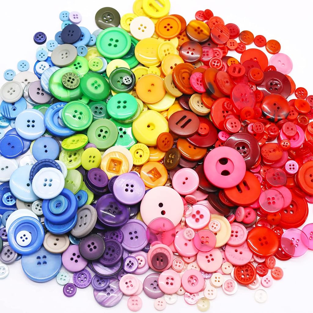 HASTHIP Colorful Buttons for Sewing and DIY Crafts featuring 300 pcs Resin Round Design