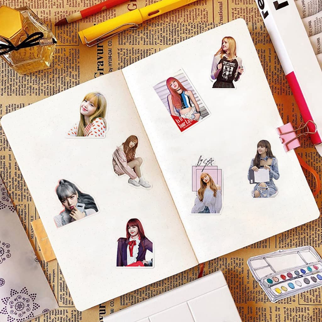 HASTHIP Lisa Sticker Pack for Laptop and Phone featuring 50 pcs PVC Waterproof Design | Gift for BLACKPINK Fans