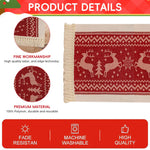 HASTHIP Christmas Table Runner for Holiday Dining with Tassel Edges 13.7x70.8 in Cotton Linen | Festive Red Elk and Snowflake Design
