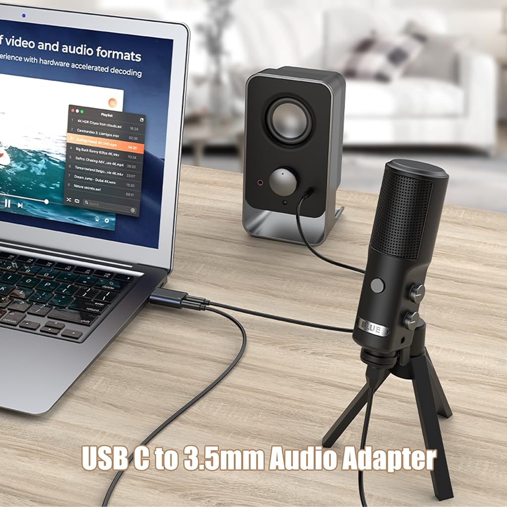 HASTHIP® USB C to 3.5mm Audio Adapter, Type-C to Aux Headphone Jack Converter, External Stereo Sound Card Compatible with PS4, PS5, Mac, Linux, Laptops, Desktops, Docking Stations