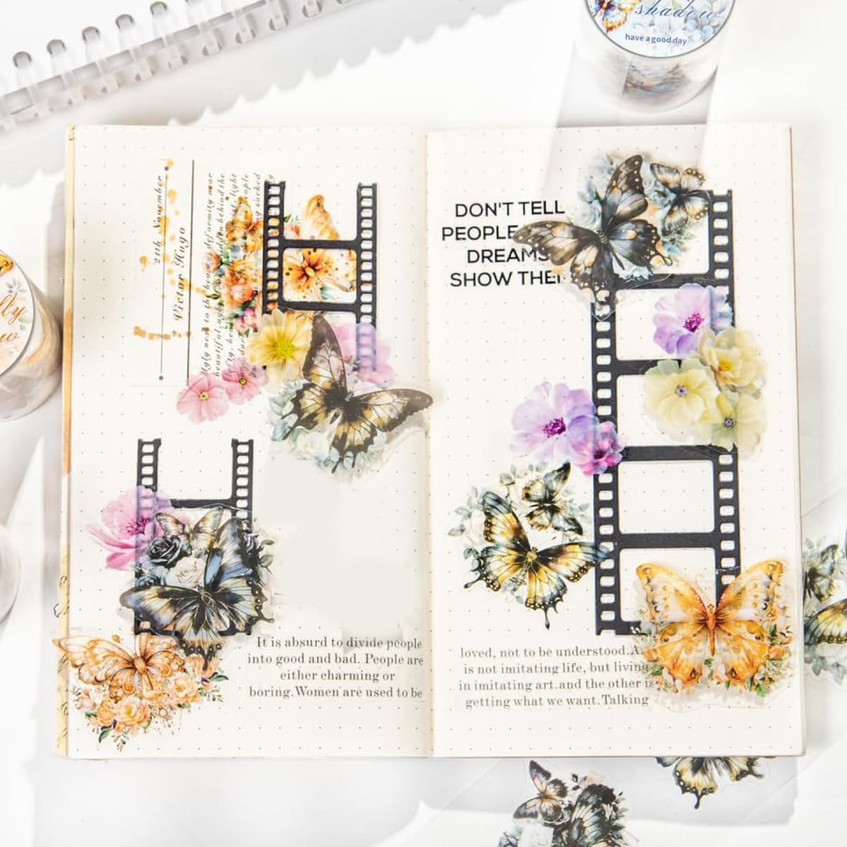HASTHIP Floral DIY Scrapbooking Decorative Tapes for Journal Making featuring 6 Rolls 50mm x 2m PET Transparent Design