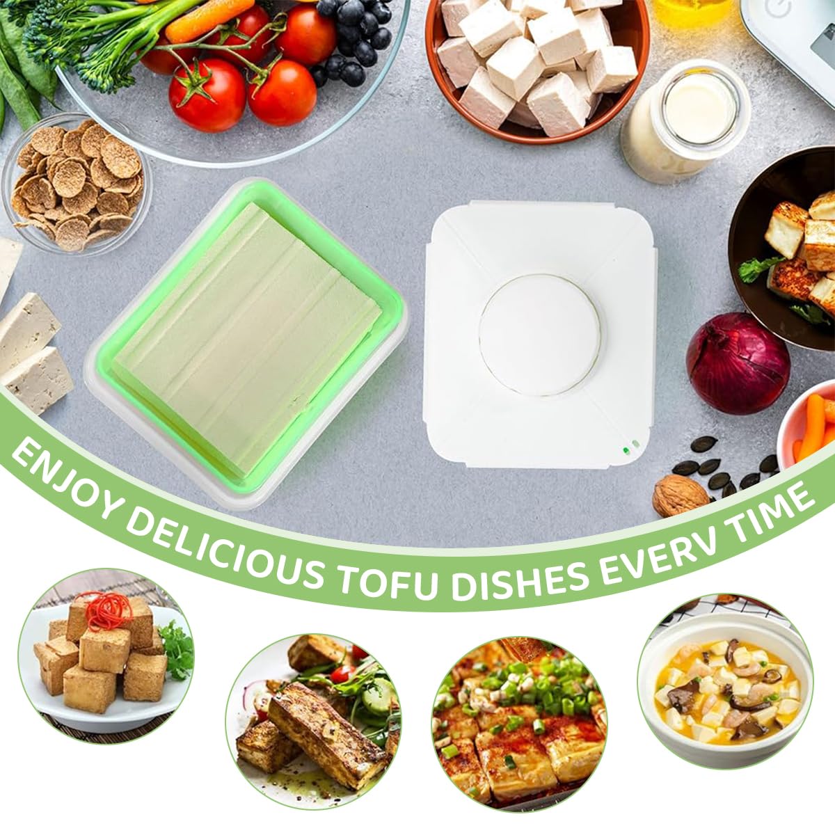 HASTHIP Tofu Press for 8–14 oz Homemade Firm Tofu with Adjustable Spring Mechanism | BPA‑Free