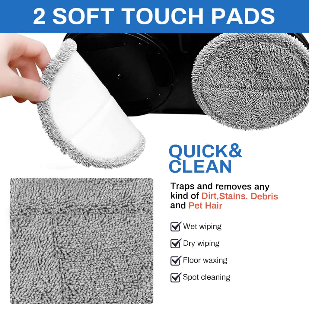 HASTHIP® 2Pcs Replacement Mop Pads for AGARO Floor Scrubber 16cm/6.3 inches Mop Pads Water Abserbent Scrubbing Pads Cleaning Pads Universal Replacement Mop Pads.