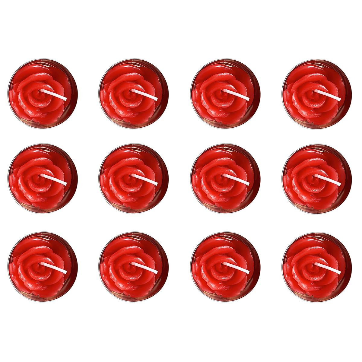HASTHIP Rose Tealight Candles for Romantic Decoration with Natural Unscented Wax 12 Pack | Burns Up to 3 Hours