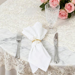 HASTHIP Napkin Rings for Weddings and Holiday Dinners with Faux Pearl Charms | Set of 6 Gold Wire Holders