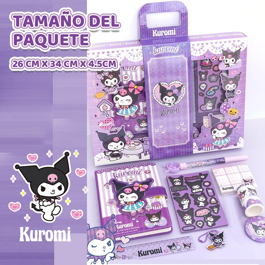 HASTHIP Kuromi Stationery Gift Box for Girls including 9 Piece Journal Set with Diary and Stickers | Perfect Birthday or School Gift