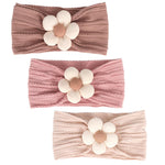 HASTHIP® Diademas para Bebé Niña Set 3 Piezas, Cintas Elásticas Suaves con Lazo y Flor, Bandas de Moda para Recién Nacidos 0-6 Años, Accesorio Tierno, Regalo Ideal Baby Shower y Cumpleaños