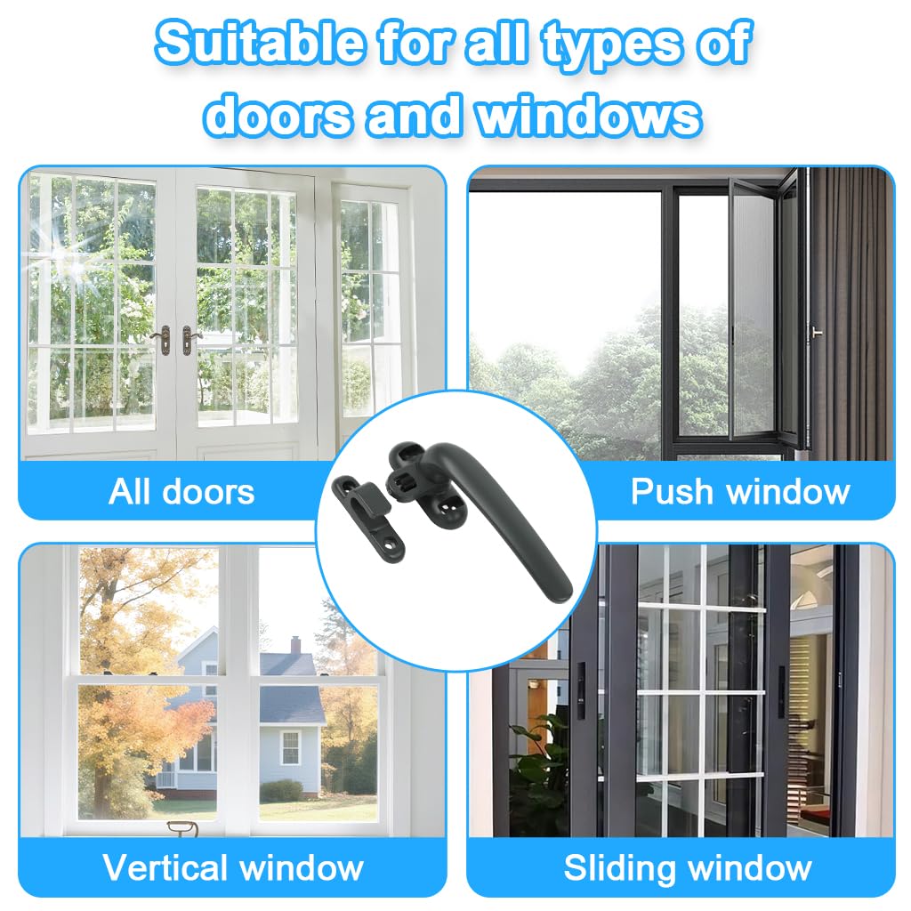 HASTHIP Casement Window Lock Kit for Push Out or Crank Windows with 4 Screws | Aluminum Alloy Right Handle featuring Adjustable Direction