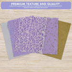 HASTHIP Scrapbook Paper Set for Journaling and Card Making featuring 16pcs 10x14cm Textured Sheets | Assorted Beige White and Purple Designs