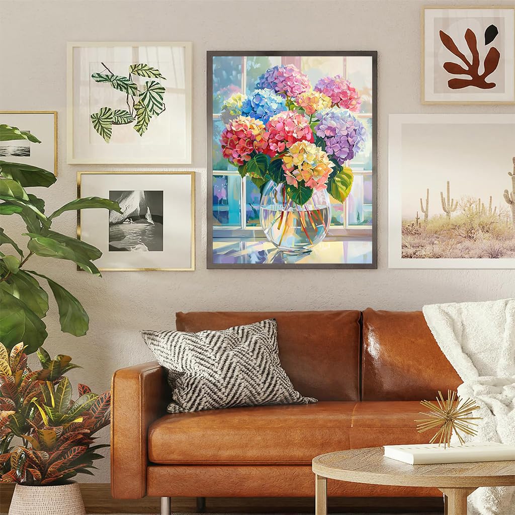 HASTHIP Diamond Painting Kits for Adults featuring 12x16 in Full Drill Canvas | Color Hydrangea DIY Art Craft