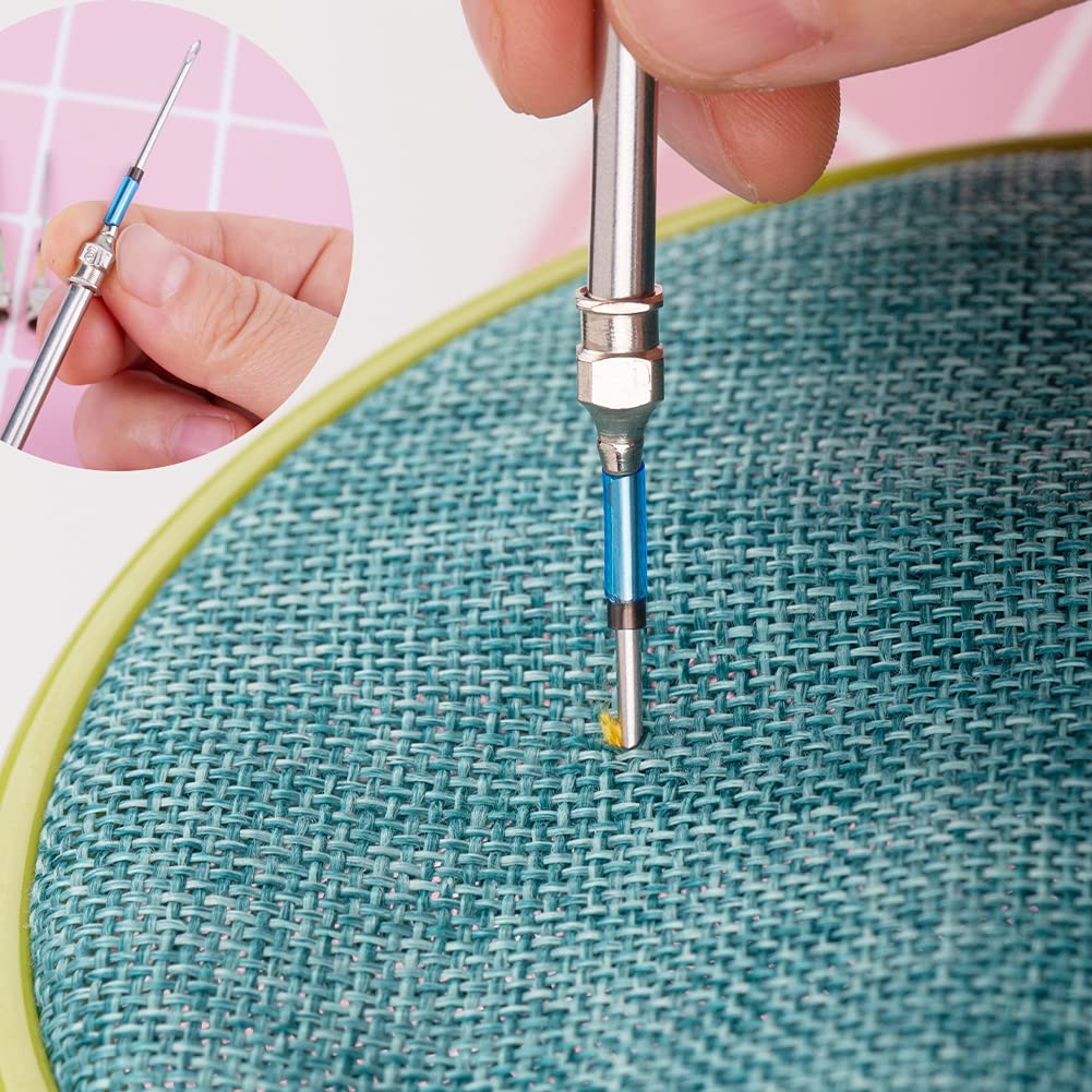 HASTHIP Tufting Punch Needle Kit for DIY Embroidery with 8 Needle Sizes and Stainless Steel Handle | 15 Pcs Set