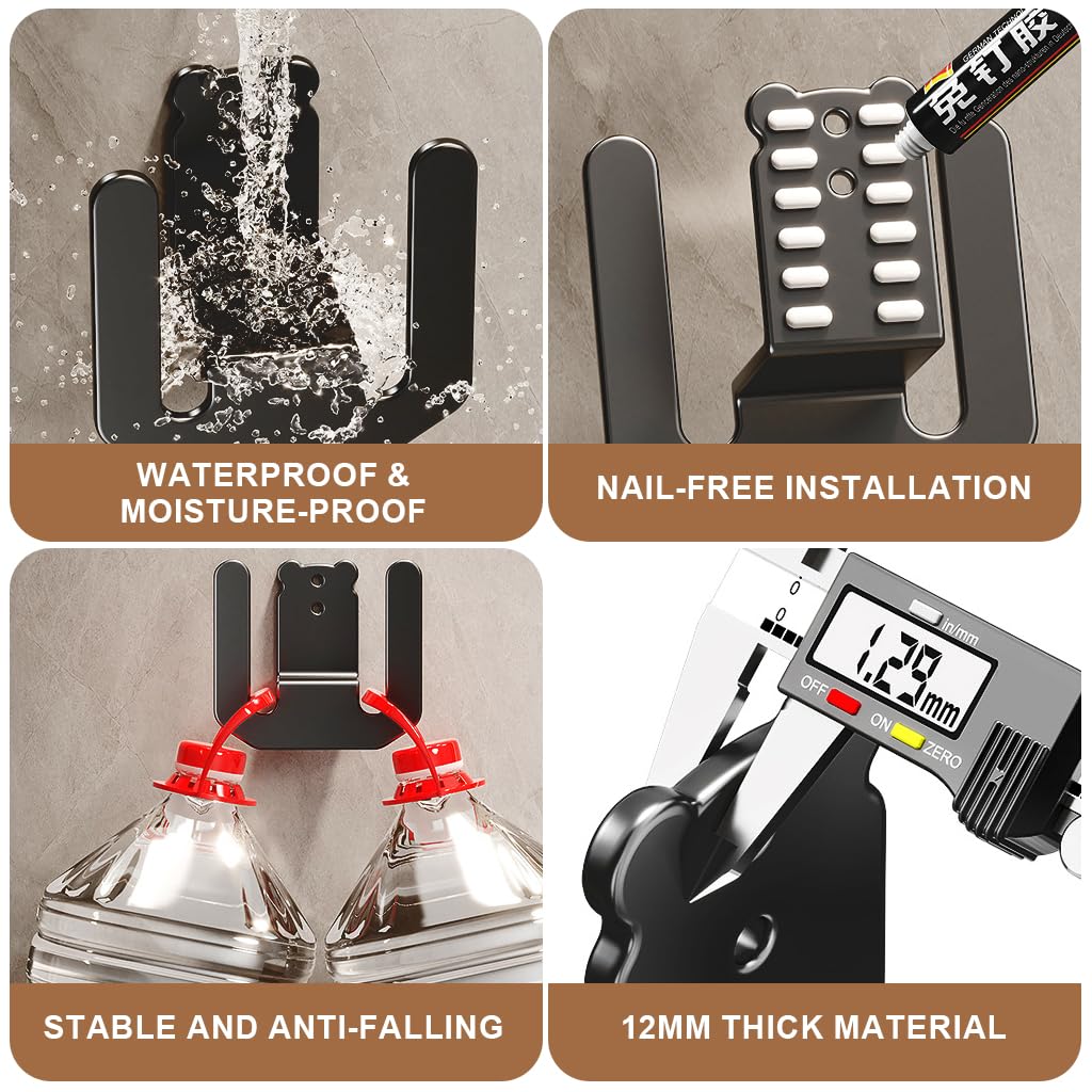 HASTHIP Slippers Holder for Bathroom with Dual Hook No Drill Adhesive Design | 2Pcs Carbon Steel Space Saver Organizer