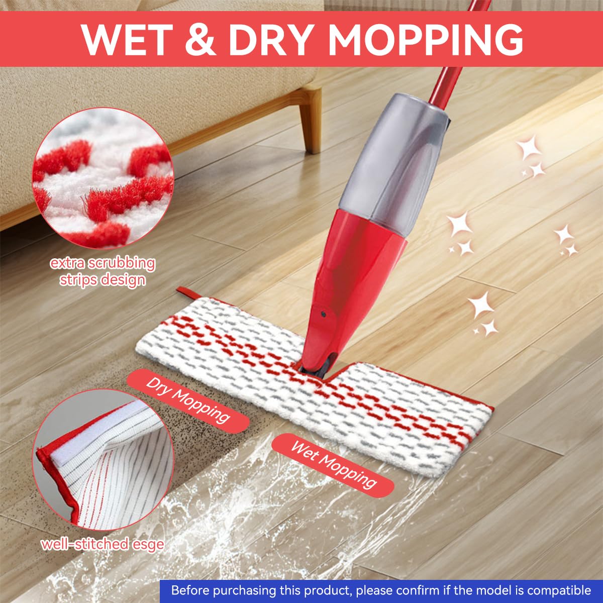 HASTHIP Replacement Mop Cloth for O-Cedar ProMist MAX featuring Dual-Sided Washable Microfiber Pads | 4Pcs Reusable Wet and Dry Use
