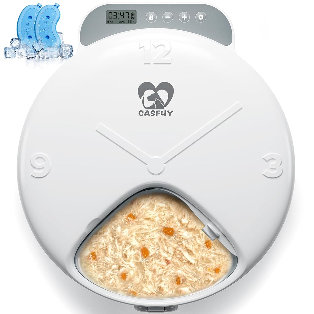HASTHIP® Automatic Cat Feeder 960ml Dry Wet Food Dispenser Feeder with  Ice Box Insert, 4-Meal Design ProgrammableTimed Auto Cat Feeder Dog Treats 