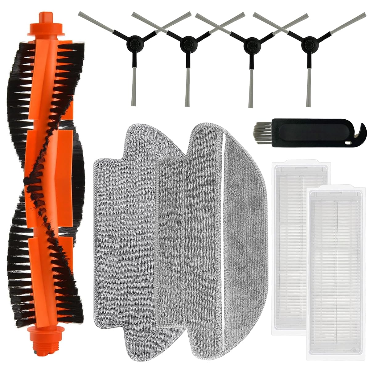 HASTHIP® Sweeping Robot Accessories Set Compatible for Robot Vacuum S10, Replacement Spare Parts Accessories, Main Side Brush Filter Mop Cloth.