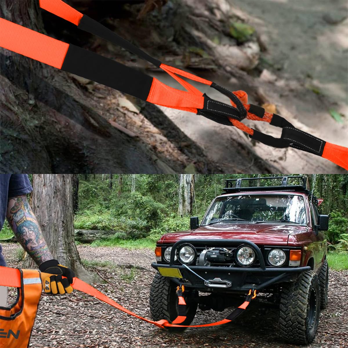 HASTHIP 17,000lb Tow Strap 16.4ft with 2 Shackles and Storage Bag