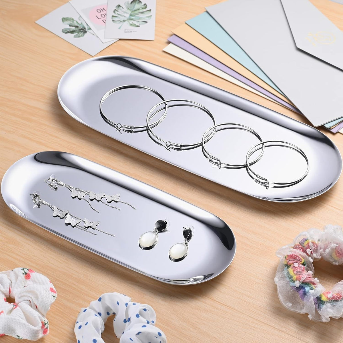 HASTHIP Stainless Steel Bathroom Tray for Appetizers and Desserts with Mirror Finish 30x12cm
