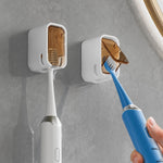 HASTHIP Wall Toothbrush Holder for Bathroom with 2pcs Self Adhesive Quick Dry Design | Removable Silicone Dustproof Storage