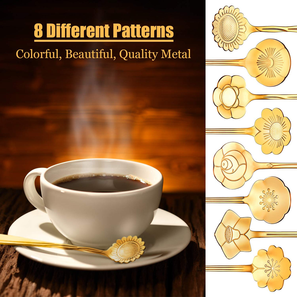 HASTHIP Flower Spoon Coffee Teaspoon Set for Tea and Sugar | 16PCS 410 Stainless Steel 11.9 cm