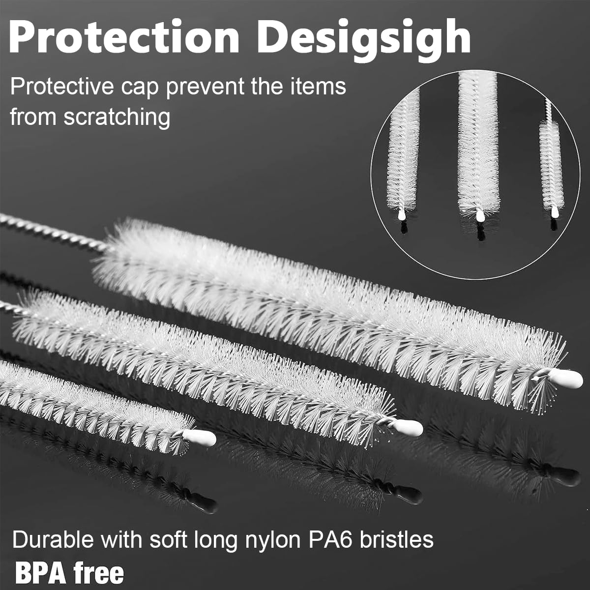 HASTHIP Straw Cleaner Brushes Set for Bottles and Cups 24 pcs 8 in | Stainless Steel and Nylon