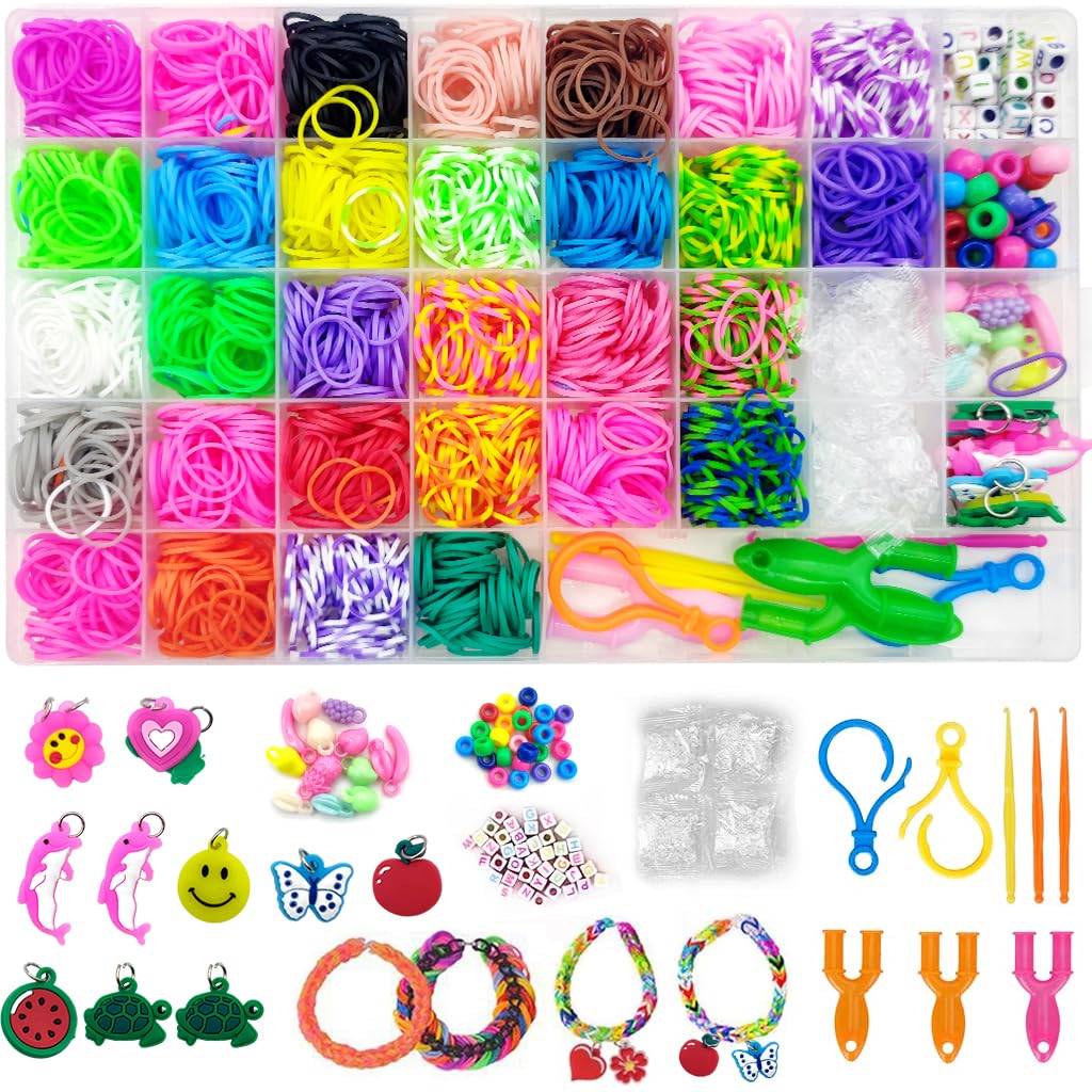HASTHIP® Loom Bands Kit for Kids Girls,Rainbow Looms Rubber Band Craft Friendship Bracelet Making Loom Band Set With Braiding Tools,