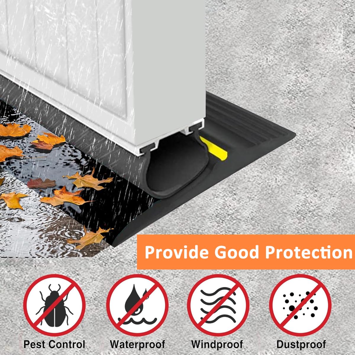 Rubber Door Sweep Weatherproof Door Seal Strip Non-sticky Door Window Weather Stripping, Door Weatherstrip, Door Seal Strips, Weather Stripping for Doors and Windows, 88mm width, 9.84ft