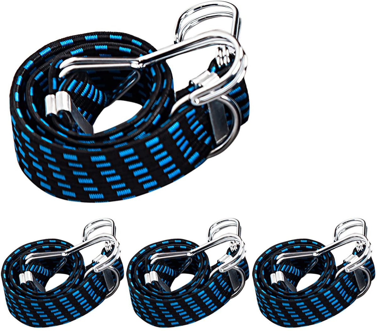 4Pcs 3.3ft Luggage Strap for Motorcycle Bike with Metal Hooks, High Elasticity Bungee Cord Elastic Rope