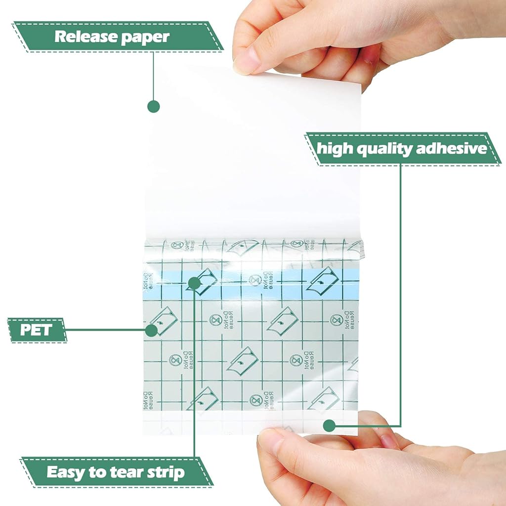 HASTHIP® 50 Piezas Apósitos Transparentes Impermeables 4x4 Pulgadas,Película de PU Adhesiva para Curación de Heridas,Cuidado Tatuajes Mascotas o Personas Film Protector Transpirable y