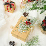 HASTHIP Artificial Snow Frosted Pine Branches for Christmas Decor with Bendable Stems | 24PCS 13.7 in