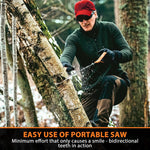 HASTHIP® 24" Pocket Chainsaw with Grips Folding Pull Saw with Storage Pouch Manganese Steel Hand Saw Hand Saw Portable Hand Saw for Cutting Branches, Outdoor Survival Gear Camping Gadget