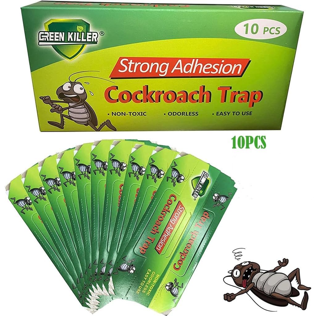 HASTHIP Cockroach Traps for Kitchen and Room featuring Strong Adhesive | 10pcs Safe Pesticide Free Trap