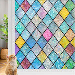 HASTHIP Window Sticker for Glass Privacy featuring Leaf Mosaic Pattern 44.5x200cm | UV Protection for Home and Office