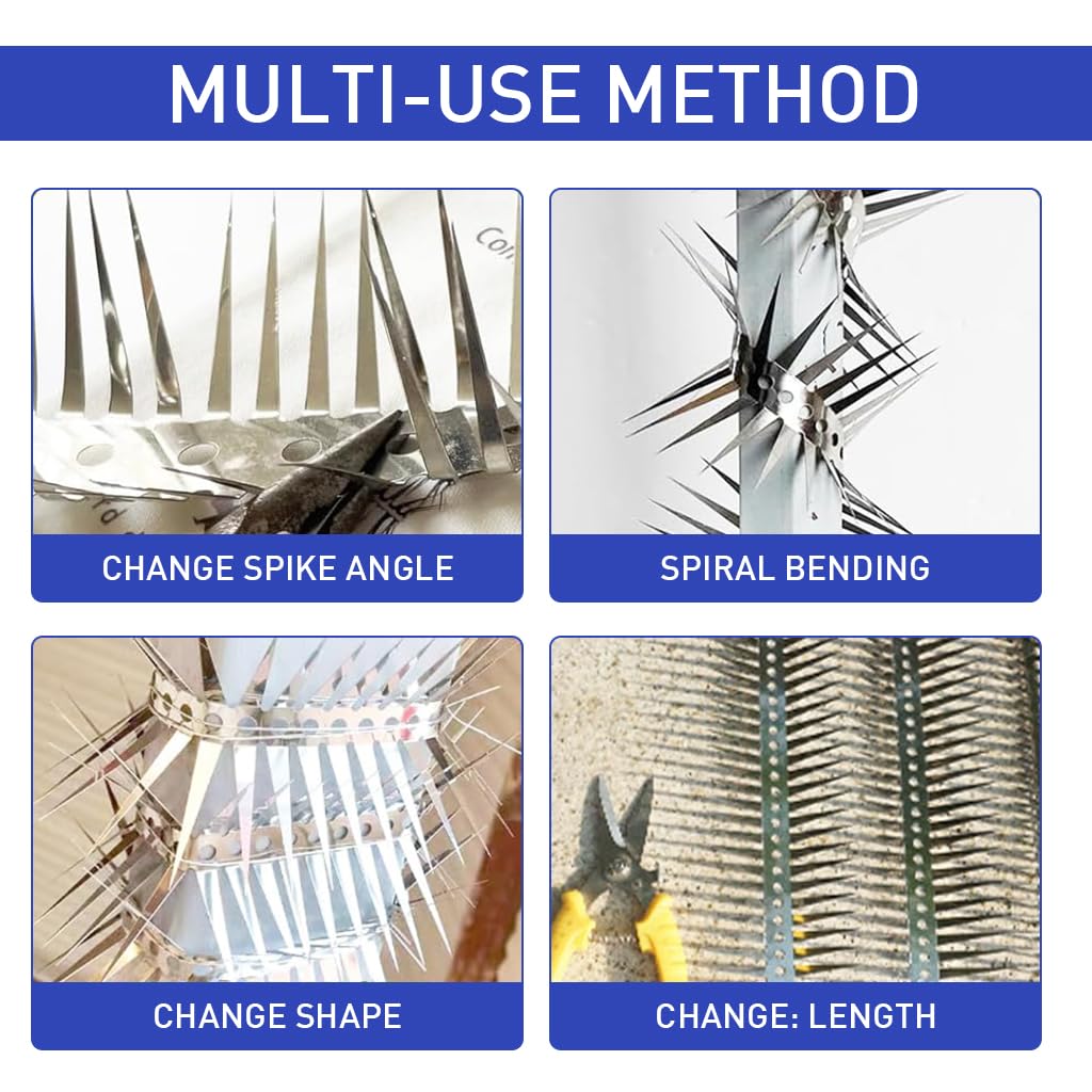 HASTHIP Outdoor Bird Deterrent Spikes 100CM with Double Row Stainless Steel Design | 2PCS