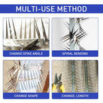 HASTHIP Outdoor Bird Deterrent Spikes 100CM with Double Row Stainless Steel Design | 2PCS