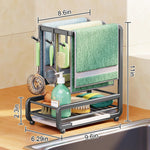 HASTHIP Kitchen Sink Organizer for Countertop Storage with Drainer Panel 24.5 x 14 x 28cm | Carbon Steel Black Rack