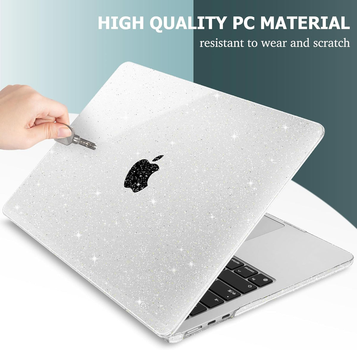 HASTHIP Laptop Cover for MacBook Air 13.6 inch with Clear Glitter Hard Shell | Anti Scratch Protection