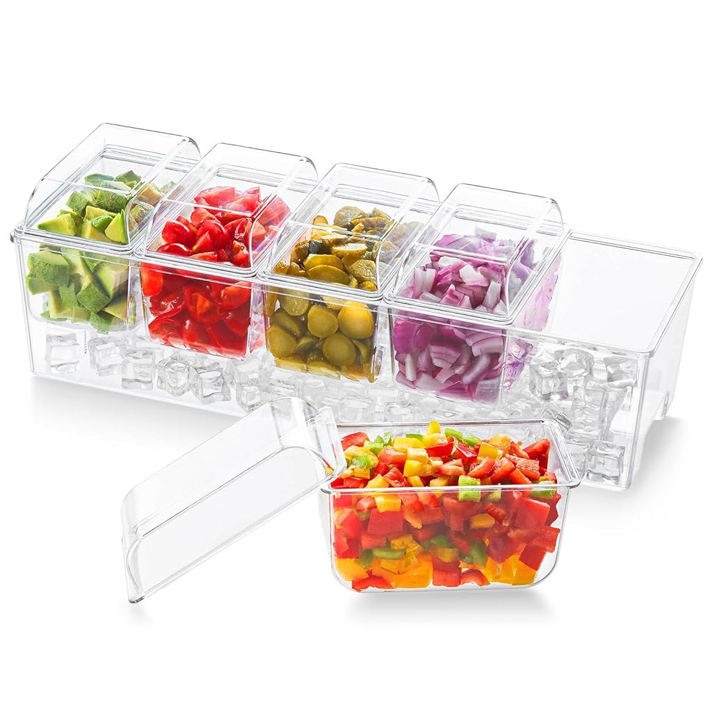 HASTHIP® Bandeja para condimentos con 5 tenedores y 1 pinza