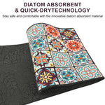 HASTHIP® 2 Pcs Kitchen Comfort Rugs Anti-Fatigue Floor Mat for Kitchen, Diatom Absorbent Standing Mat Soft & Quick-Dry, Retro Floral Mat for Kitchen, Entry, Bathroom, 120x40cm & 40x60cm