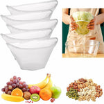 HASTHIP® 5PCS Bowl-shaped reusable nylon cheese cloth filter bag, suitable for nut milk, juice, soy milk, dumpling fillings. (Medium)-Transparent