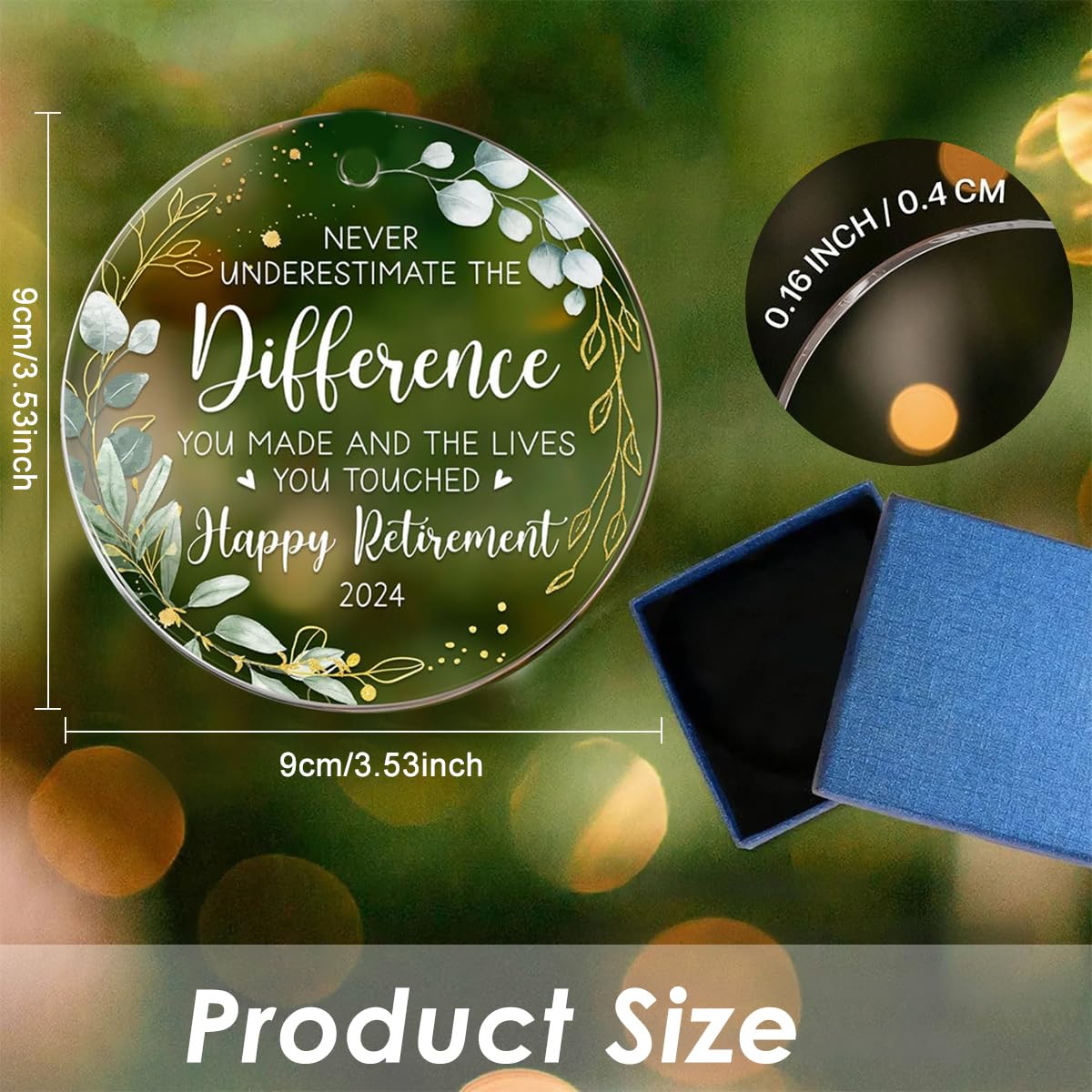 HASTHIP Retirement Gifts for Men and Women featuring 3.54 in Acrylic Ornament with Gift Box | Wall Hanging Keepsake for Coworker or Teacher