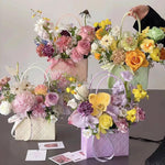HASTHIP Gift Packing Basket Set for Flower Arrangement with 3D Emboss Design 18×10×12 cm Pink