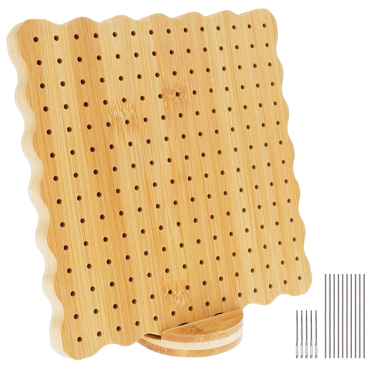 HASTHIP Crochet Blocking Board for Knitting Projects with 6 Steel Pins and 5 Yarn Needles | 7.7 in Bamboo Board for DIY Crocheters
