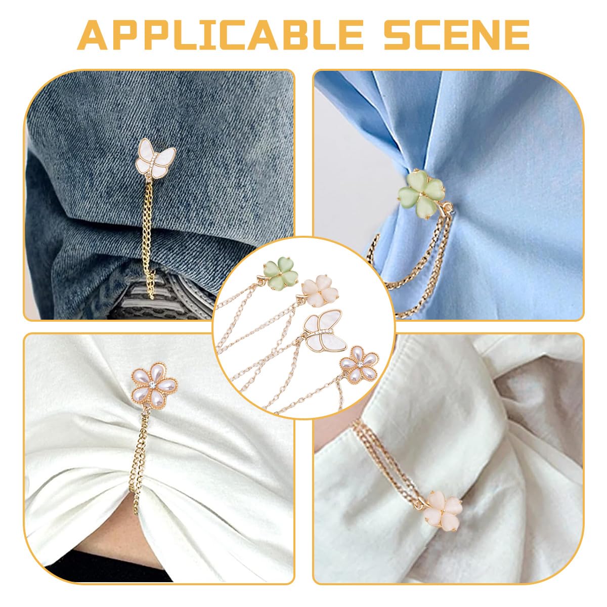 HASTHIP Magnets Buttons for Hijab and Clothing with Strong Magnetic Hold | 4Pcs Floral Charm Metal Clips
