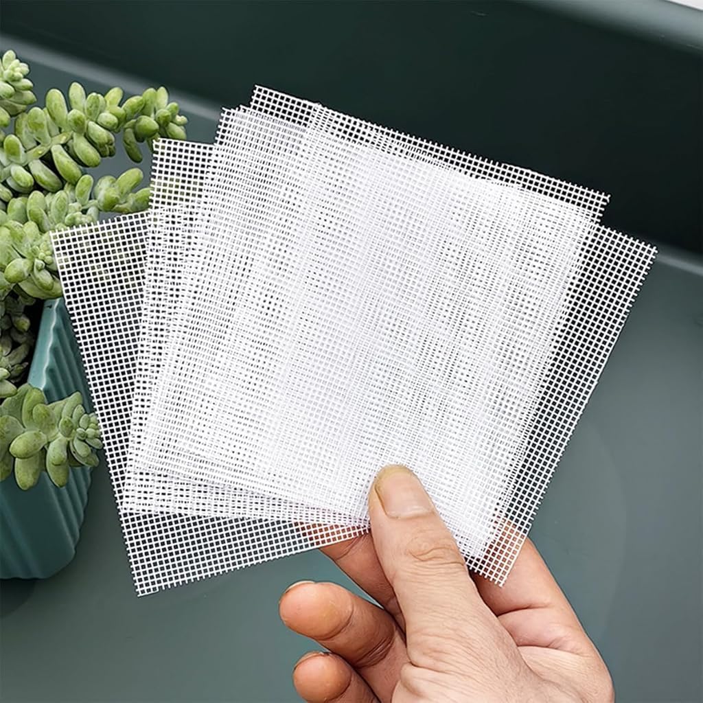 HASTHIP Flower Pot Hole Mesh Pad for Indoor and Outdoor Plants with 50pcs 10cm Polyester Screen | Prevents Soil Leakage and Promotes Root Health