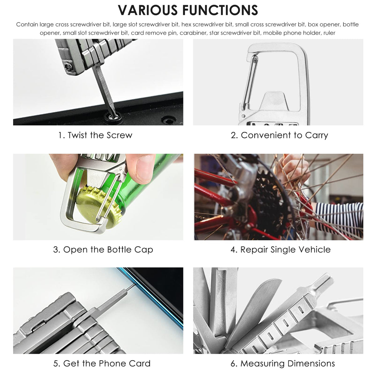 HASTHIP Keychain Multi Tool for Everyday Repair with 12 in 1 Functions and Lock Design | Stainless Steel Pocket Gadget