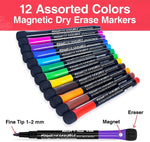 HASTHIP Dry Erase Markers Fine Tip for Office and School Whiteboards | 12 Count Set